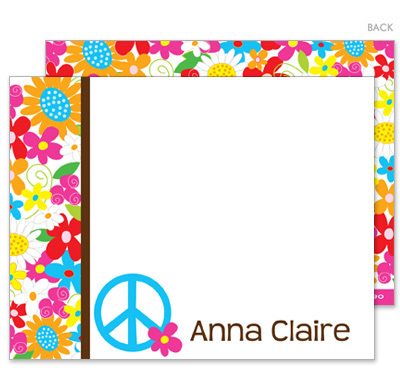 Floral Peace Sign Flat Note Cards